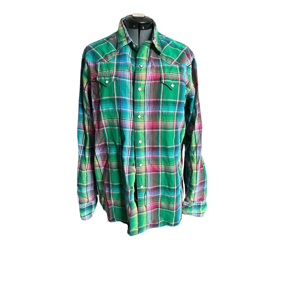 Polo Ralph Lauren Long Sleeve Diamond Pearl Snap Plaid